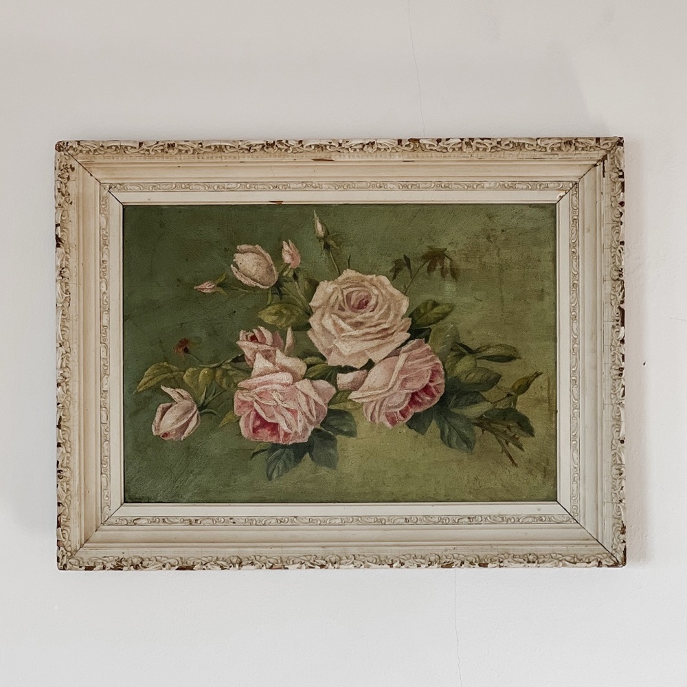 Stunning Antique Roses Oil Painting shabby Roses Still Life - Picture 2 of 14